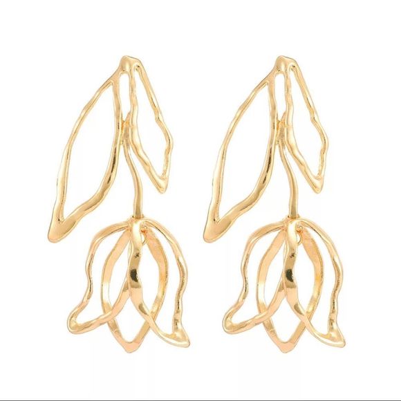 FOR LOVE AND LEMONS GOLD TONE UNIQUE TULIP LONG LIGHT - Picture 4 of 8